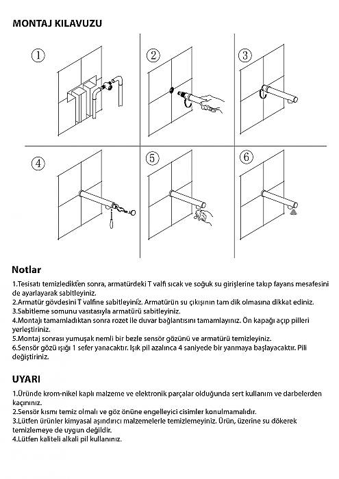 Newarc Ankastre Lavabo Bataryası - Çift Su Girişli (Pilli) - 4