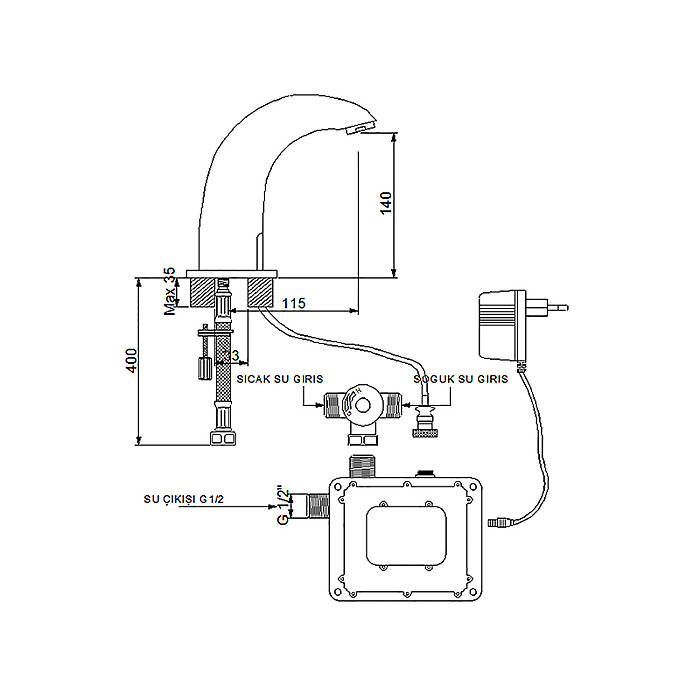 Newarc Elite Fotoselli Lavabo Bataryası Altın 510528 - 2