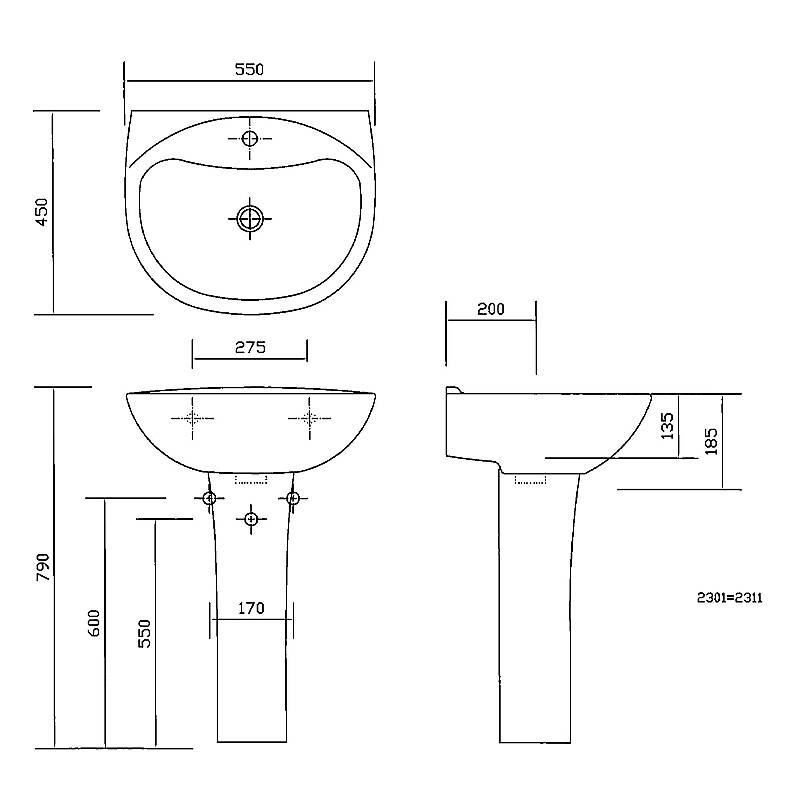 Newarc Lavabo 2301 - Yarım ayak 2312 - 2