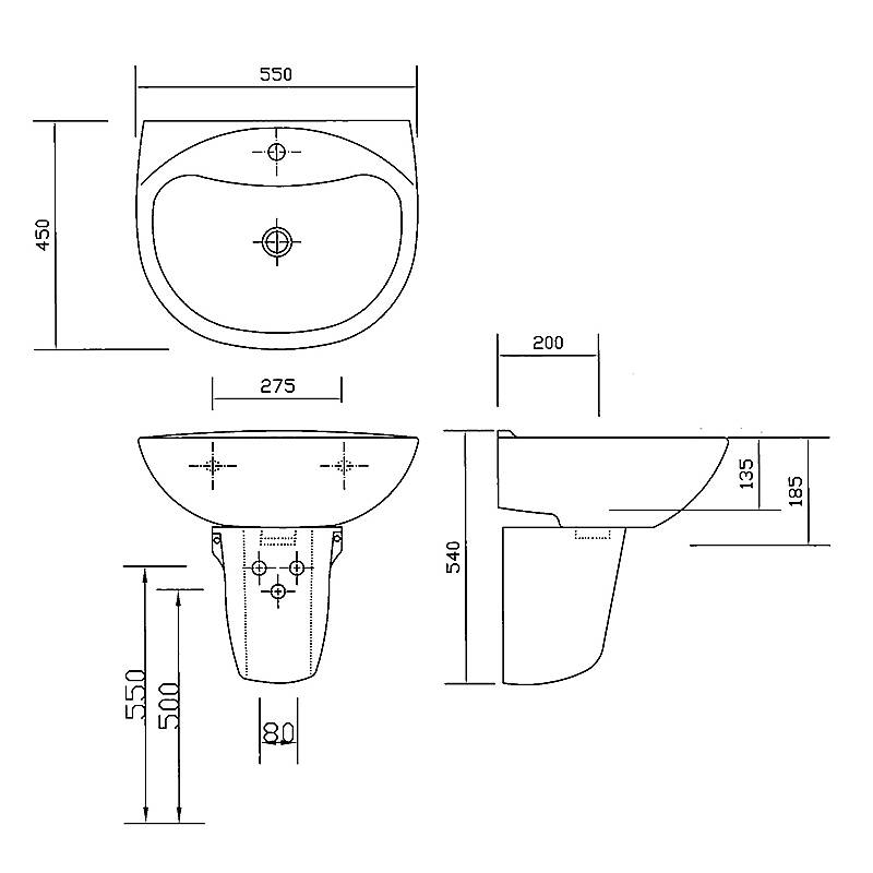 Newarc Lavabo 2301 - Yarım ayak 2312 - 3