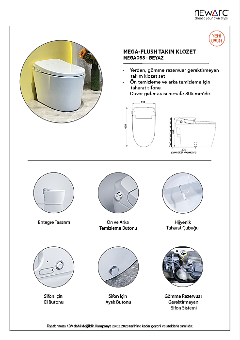 Newarc Mega-flush Takım Klozet MEGA068 - 4