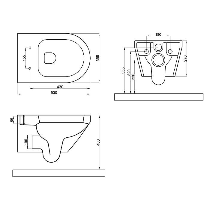 Newarc Nero Rimless Asma Klozet 3826 - 2