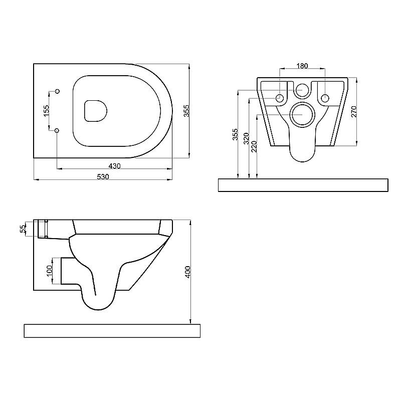 Newarc Nero Rimless Asma Klozet 3826 - 2