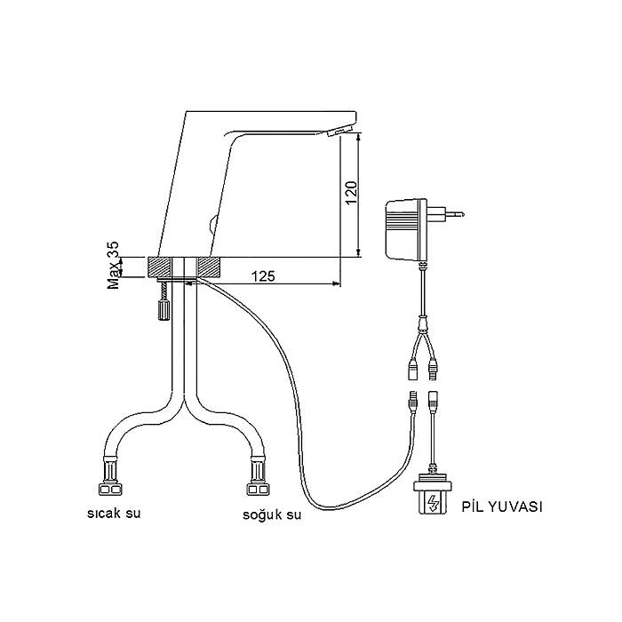 Newarc Power Fotoselli Lavabo Bataryası 513521 - 2