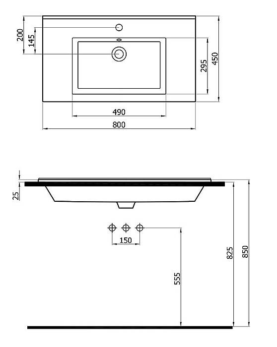 Newarc Silver Slim Lavabo 501080 (SLM.L080) - 2