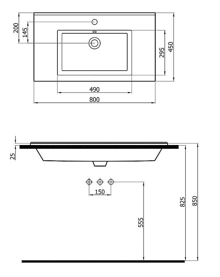 Newarc Silver Slim Lavabo 501080 (SLM.L080) - 2
